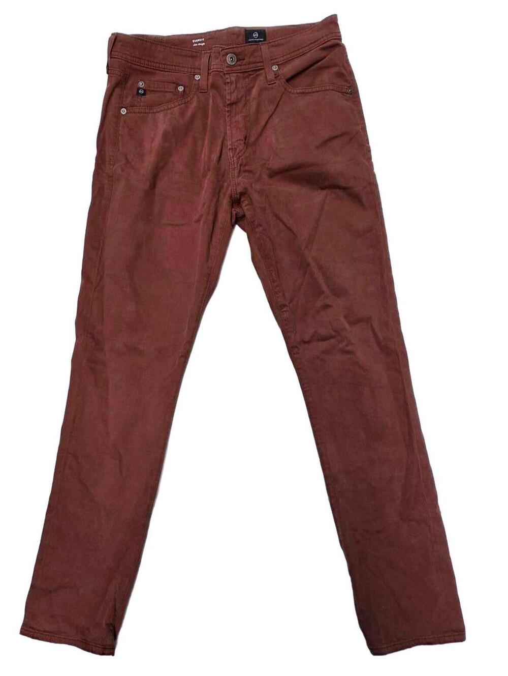 AG Adriano Goldschmied Men's Everett Slim Straight Jeans Rust Orange  32/31